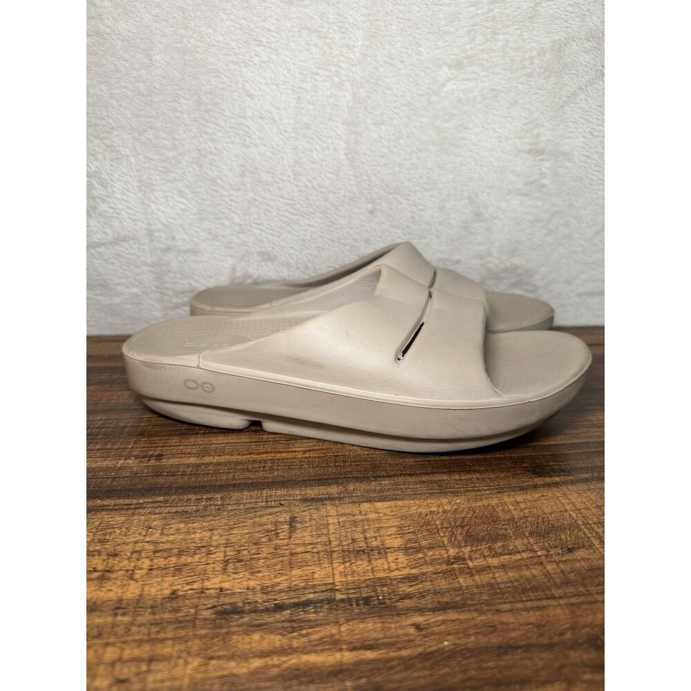 OOFOS OOahh Recovery Slide Sandals Nomad Tan Beige Women's 9 Men's 7 EU 40